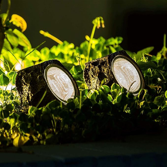 EiGreen Solar Garden Rock Lights Outdoor, 2 Pack 10 LED Waterproof Solar Powered Rock Light,Yard Landscaping Spotlights, for Indoor and Outdoor Decoration EigreenSolaroutdoorlights