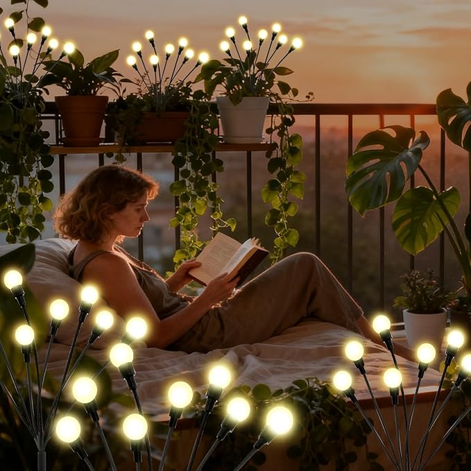 ALSO GO Solar Lights Outdoor, 6 Pack 48 LEDs Firefly Lights, Waterproof Solar Garden Light for Yard Patio Pathway Outdoor Decoration, Gardening Gifts for Women Christmas Decor ALSOGO