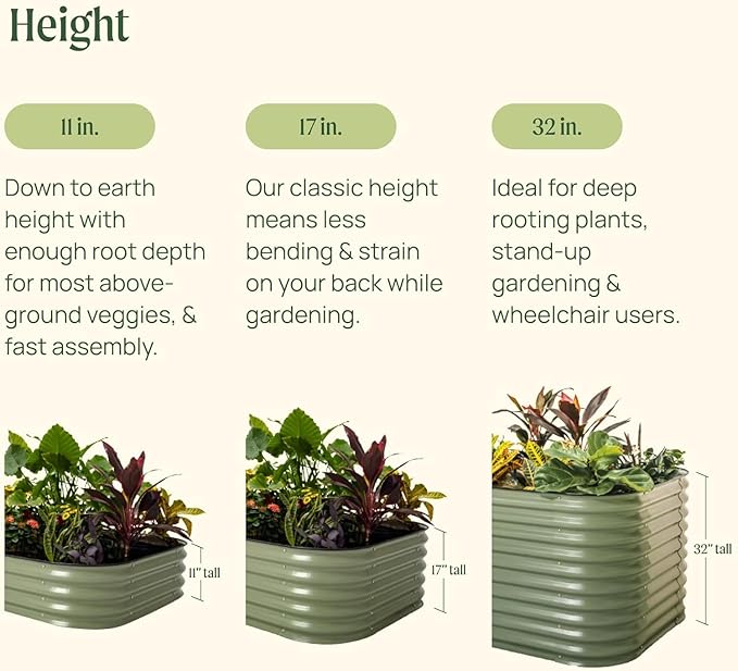 Vego garden 17" Tall 42" Round Raised Garden Bed Metal Raised Bed Planter Box for Vegetables Flowers Patio, Pearl White VegoGarden