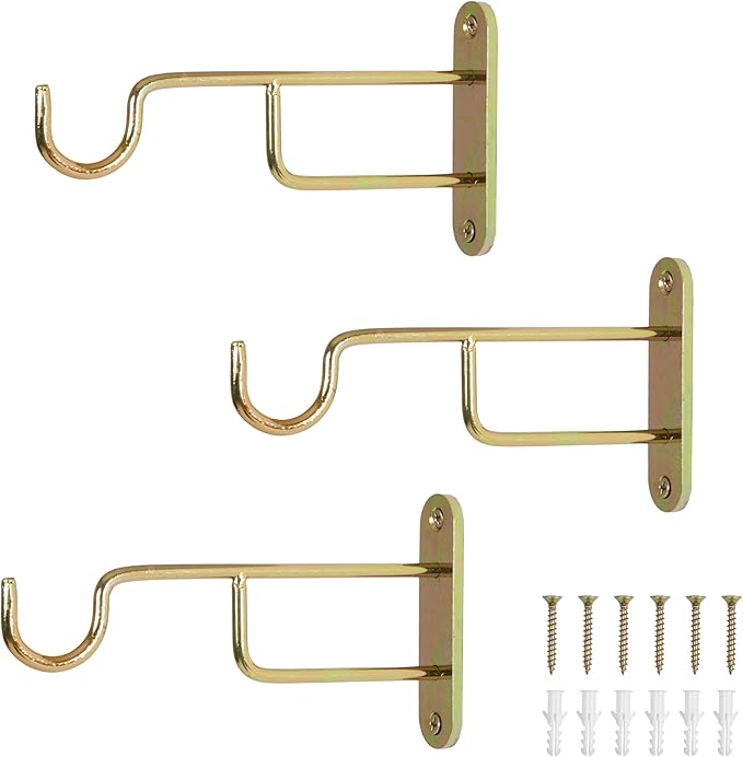 Ilyapa 3 Pack Metal Wall Plant Hangers - 7 Inch Plant Hanger for Indoor - Rustic Brass Finish Hooks for Hanging Plants, Baskets, and Macrame - Indoor Hangers for Plants, Lanterns or Wind Chimes Ilyapa