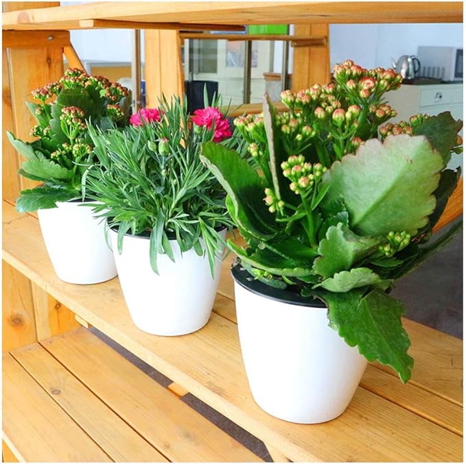 3.5“ Self Watering Planter White Flower Pot, 3 Pcs Small Planter Pot, Mini Plant Pot, for All Plants, Herbs, African Violets, Succulents, Flowers Or Start Plants, White, 3 inch OYSIR