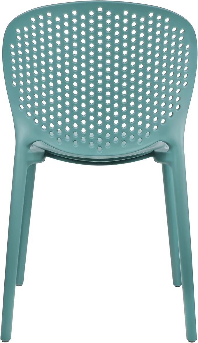 2xhome Set of 4 Patio Dining Chairs | Modern Stackable Outdoor Pool Side Chair | Weather Resistant Plastic for Yard, Porch, Balcony, Kitchen, Teal 2xhome