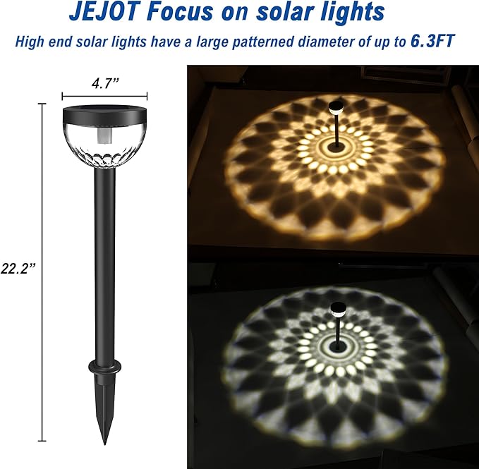 4 Pack Solar Flood Light, Security Lights,Pathway Lights with 2CCT(Warm and Cool) Light Modes,Bright Pattern Solar Decorative Lights Outdoor JEJOT