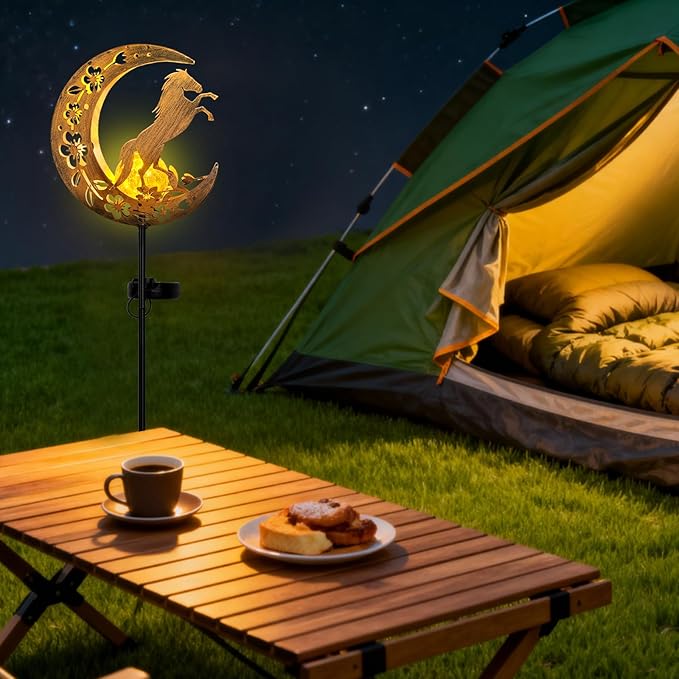 JOBOSI Solar Moon Horse Decorative Light Gift, Portable Decorative Ground Stake Light, Gifts for Women Grandmothers, Garden Lawn Decor Christmas & New Year Gift JOBOSI