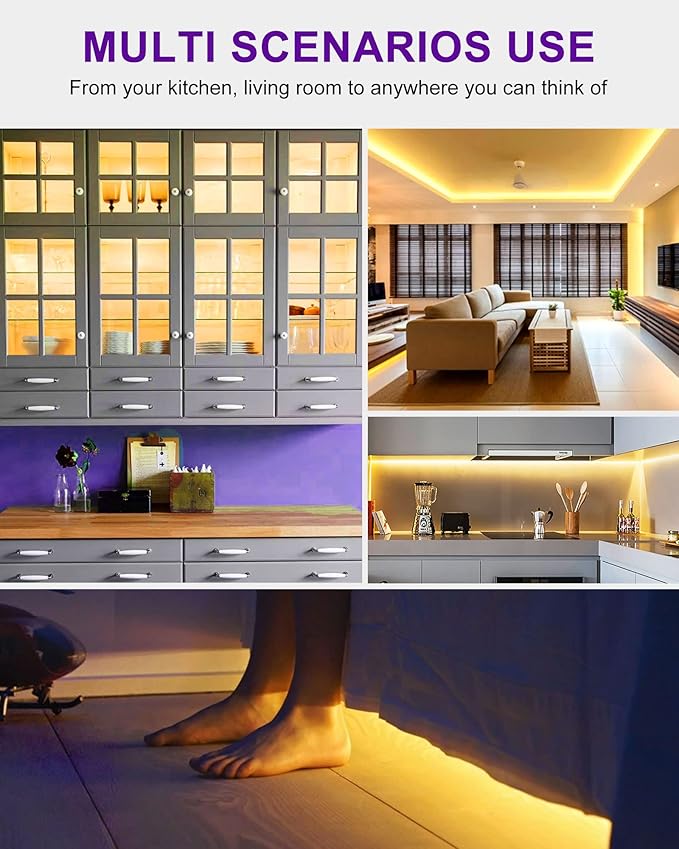 HitLights LED Strip Lights Warm White 3000K, 16.4ft High Density Tape Light, UL-Listed, 600 LEDs, 300Lm/ft, 12V Flexible Dimmable Rope Lights for Bedroom, Kitchen, Cabinet (Power Source Not Included) HitLights