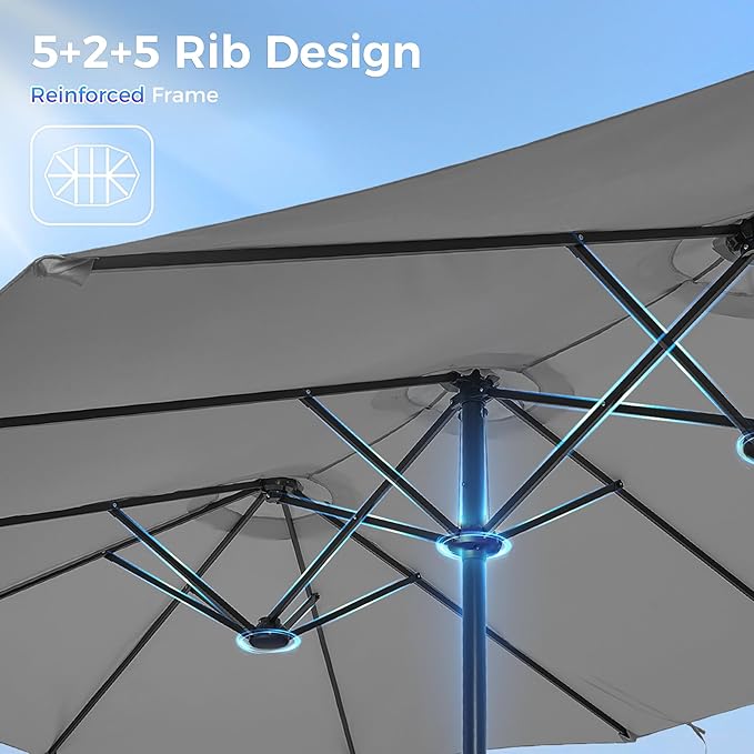 SUPERJARE 13FT Outdoor Umbrella for Patio, Double sided Pool Umbrellas with Fade Resistant Canopy, Large Table Umbrella for Deck, Market, Backyard - Gray SUPERJARE