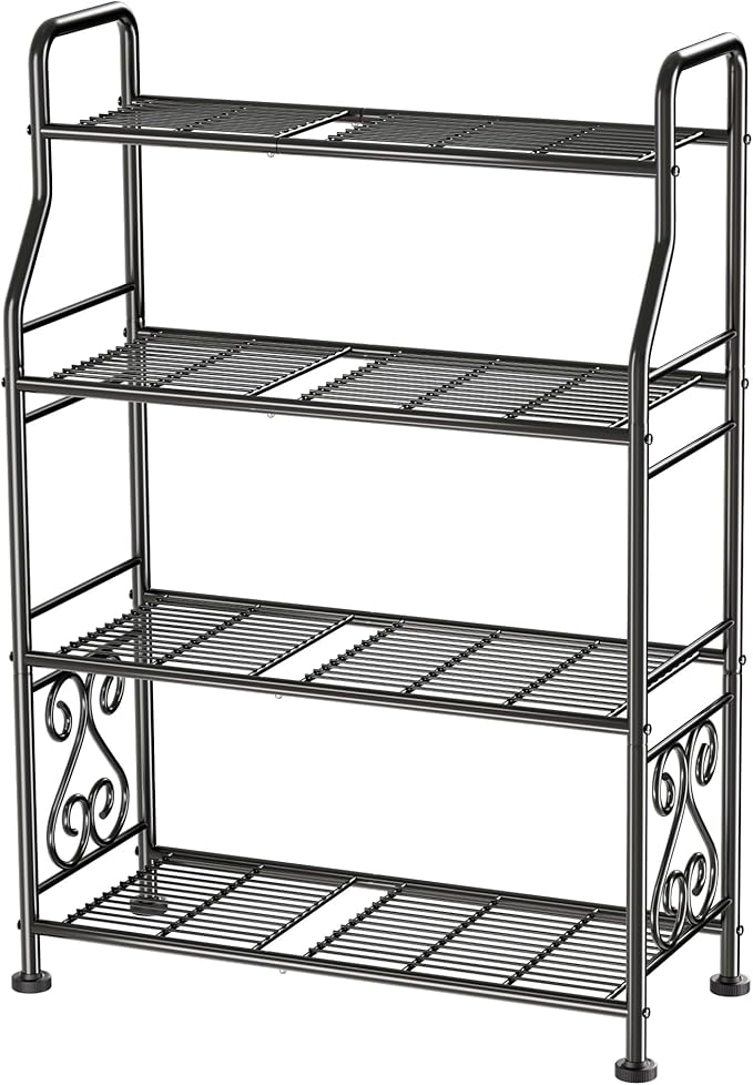 GIOTORENT Plant Stand Outdoor Indoor 4 Tier Metal Waterproof - 41.3" Plant Shelf for Patio, Balcony, Living Room, Large Capacity Tiered Plant Rack, Black GIOTORENT