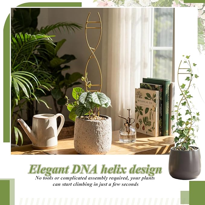 3 Pcs 15.75 Inch Indoor Plant Trellis for Potted Plants Small Climbing Plant Trellis for Pots with Unique DNA Spiral Design for Vine Plants, Easy Installation for Indoor Outdoor Use Rootora