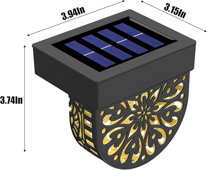 6 Pack Solar Fence Lights Outdoor Wall Lights Plastic Solar Powered Deck Step Stair Lights Mandala Theme Waterproof Fence Solar Light for Garden Post Patio Yard Decor, Gardening Gifts for Women Mom EKQ