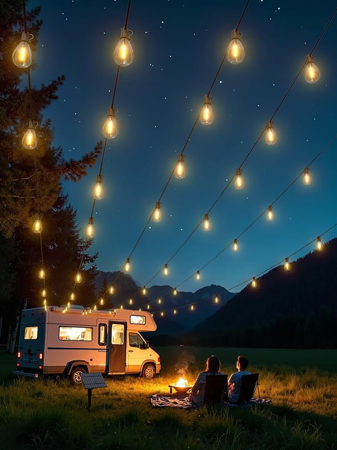 luckystyle 200FT Solar String Lights Outdoor Waterproof 2200K with Remote & USB Charging, 72+4 LED Shatterproof Bulbs, Dimmable & Timable, 3 Light Modes, Long Last for Garden,Patio, Backyard, Camping luckystyle