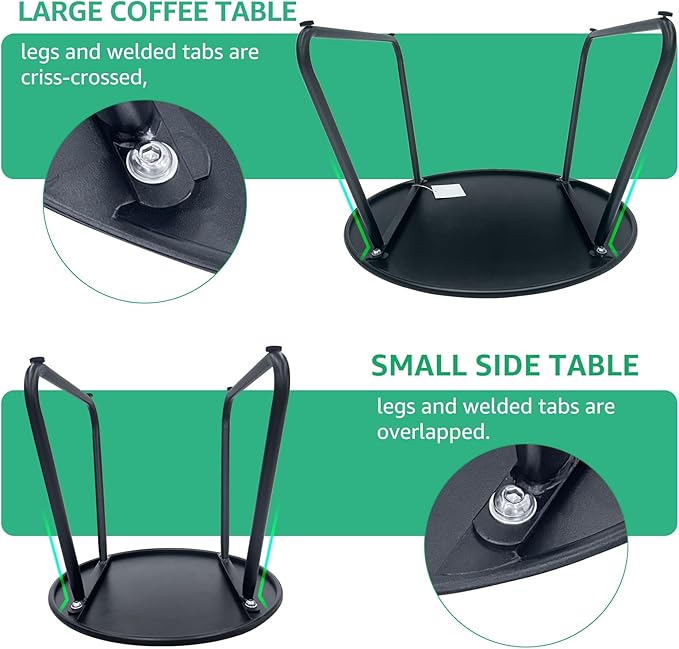 Patio Outdoor Coffee Table Set of 2, Weather Resistant Steel Round End Tables, Outdoor Nesting Table for Patio, Balcony, Bistro and Indoor, Black (Black) Meluvici