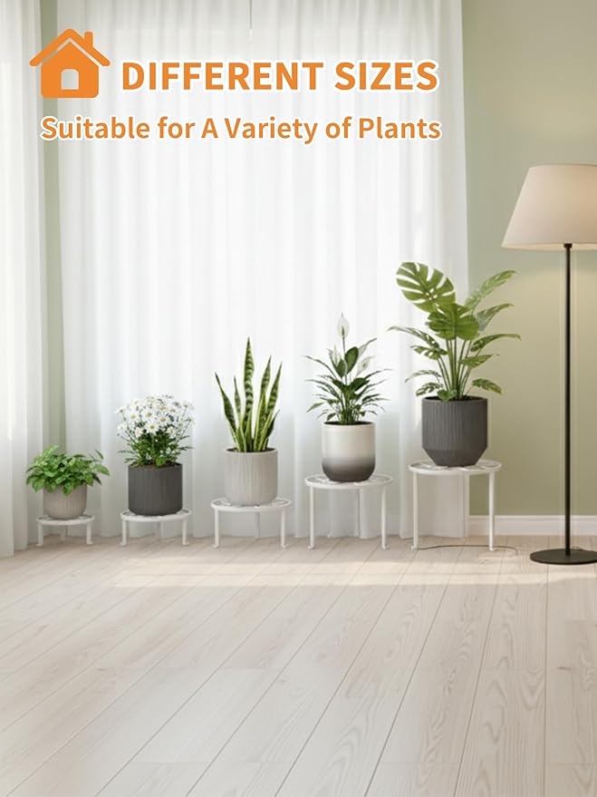5-Pack Metal Plant Stand for Heavy Potted Plant for Home Indoor and Outdoor Heavy Duty Flower Pot Stands for Multiple Plant for Living Room Rootora