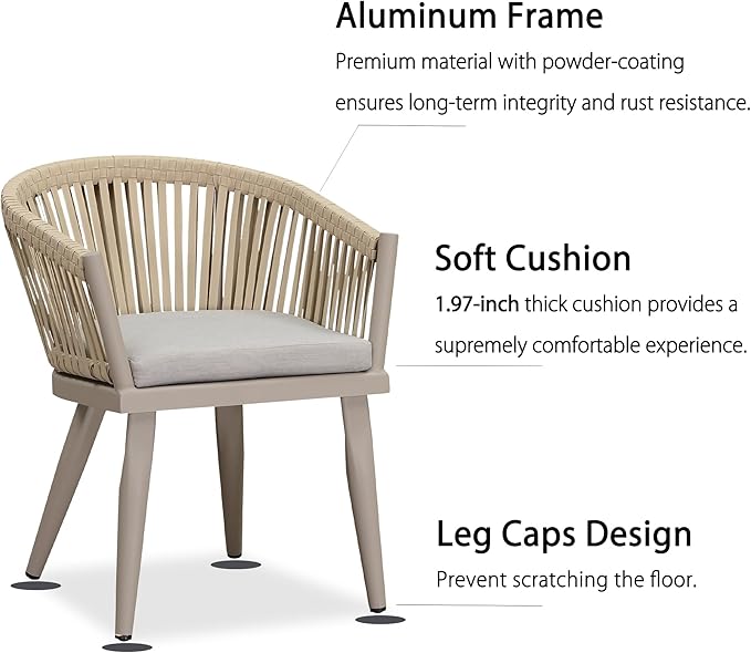 PURPLE LEAF 9 Pieces Outdoor Dining Set with Patio Aluminium Dining Table and Wicker Rattan Chairs Modern Furniture Cushions Sets for Backyard Indoor Decor Kitchen Champagne PURPLELEAF