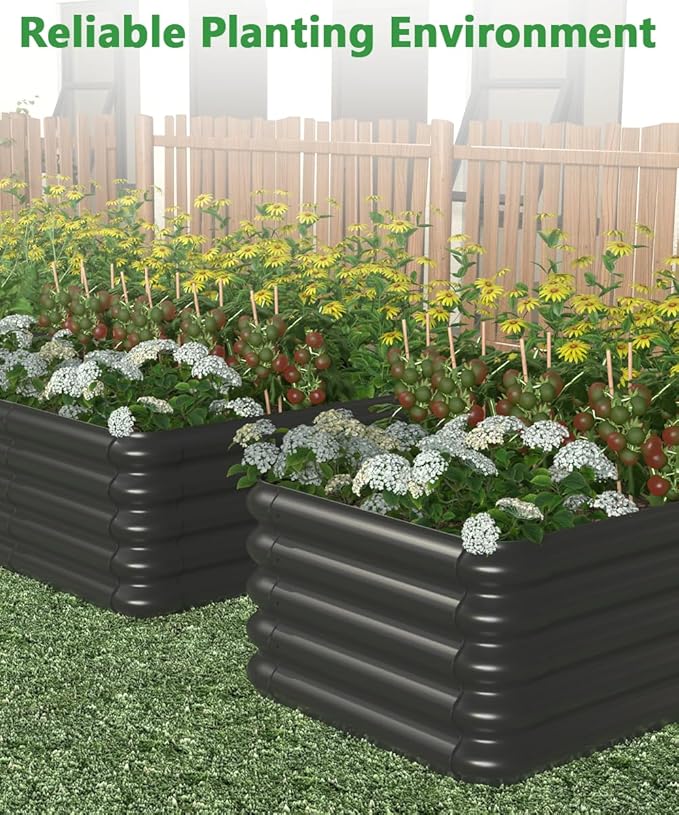 3.0x1.8x1.0ft Raised Garden Bed Kit, Rustproof PP Material Garden Box, Flower Bed with Tool-Free Assembly Design, Rectangular Planter Boxes for Outdoor Vegetables Flower Fruit Herb, Black Sprimden