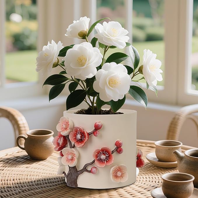 Flower Petals Plant Pots - Cute Planters for Indoor Plants, Decorative Plant Pots with Drainage, Funny Unique Planter for Succulents/Snake Plants/Cactus - Retirement Gift for Woman UWONDERFUL