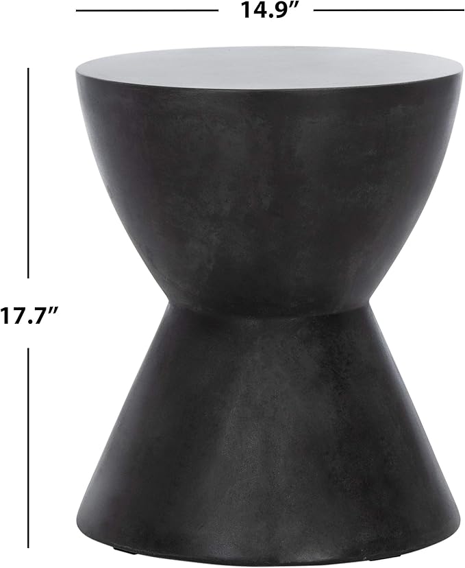 Safavieh Outdoor Athena Black Modern Concrete Round Accent Table SAFAVIEH