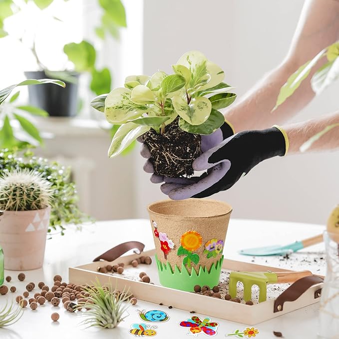 Jecery 30 Sets Garden Paper Craft Kit DIY Foam Flower Pots, Flower Planting and Growing Kit for Spring Summer Early Graduation DIY Crafts Jecery