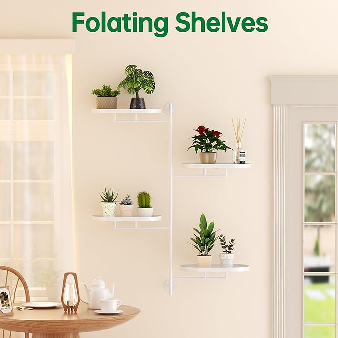 Rotating Window Shelves for Multiple Plants Indoor,4-tier Metal Corner White Plant Stand Holder Floating Hanger Shelf for Wall,Windows Sill Gifts for Planter Lover to Enhance Home Decor YFFSRJDJ