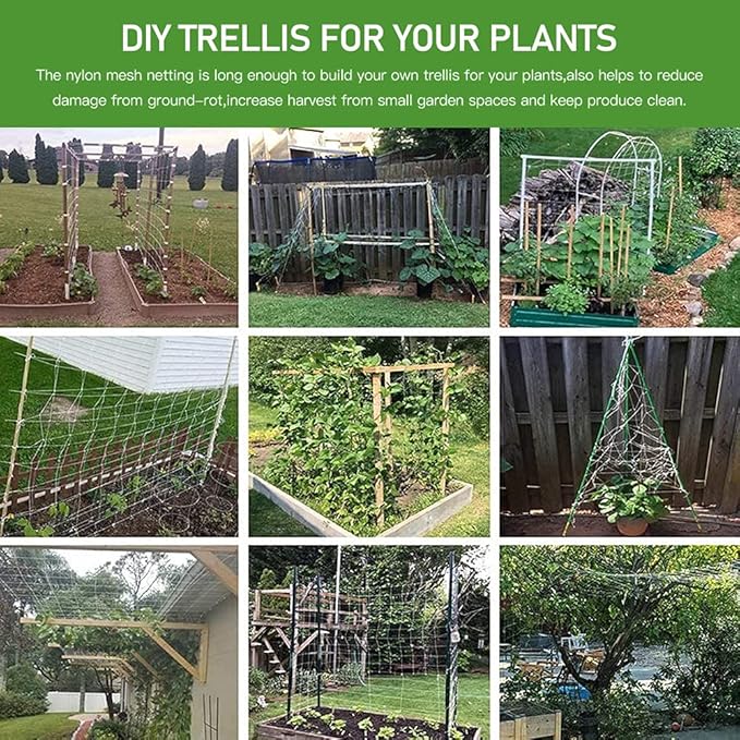 Trellis Netting, CANAGROW Heavy-Duty Garden Plant Trellis Netting for Climbing Plants, Outdoor Indoor Grow Net for Beans Tomatoes Peas Pumpkin Flowers, 6x15ft, Pack of 2 CANAGROW