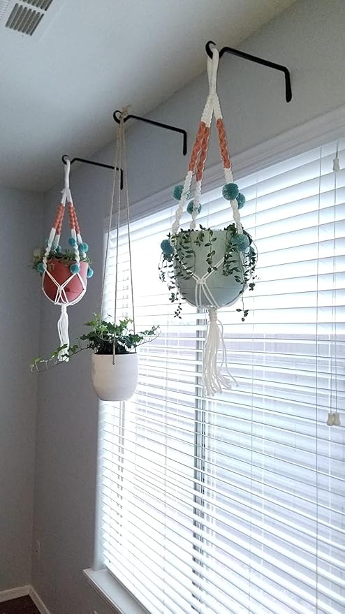 12" Plant Hangers 8-Pack - Heavy Duty Rust-Resistant Steel Hooks for Bird Feeders, Indoor/Outdoor Plants & Wall Decor, Black YELOKIE