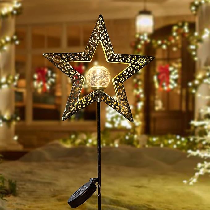 TAKE ME Star Solar Lights Garden Outdoor Decor Waterproof Metal Solar Stakes Lights for Patio Yard Walkway Lawn Patio Mothers Day Garden Gifts Mom Wife Grandma TAKEME