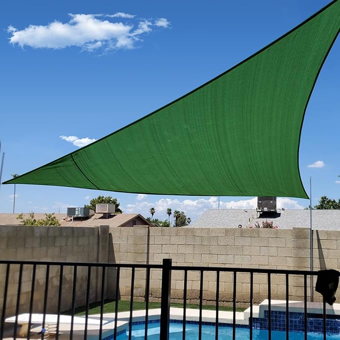 KANAGAWA Sun Shade Sail 12'x12'x12' Dark Green Triangle UV Block Canopy Awning Shelter Fabric Cloth Screen for Outdoor Patio Garden Backyard KANAGAWA