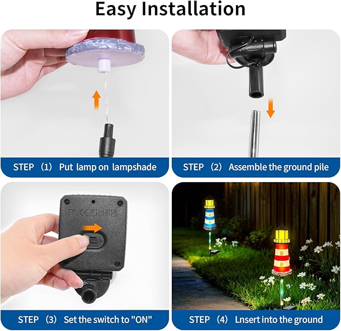 Solar Lights Outdoor 2 Pack, Solar Garden Lamps, Outdoor Decorations, Garden Decorative lamp in The Shape of a Lighthouse, a Unique Gift for Women, a Gift for Grandmother BEIDOULUSOLARLIGHTS