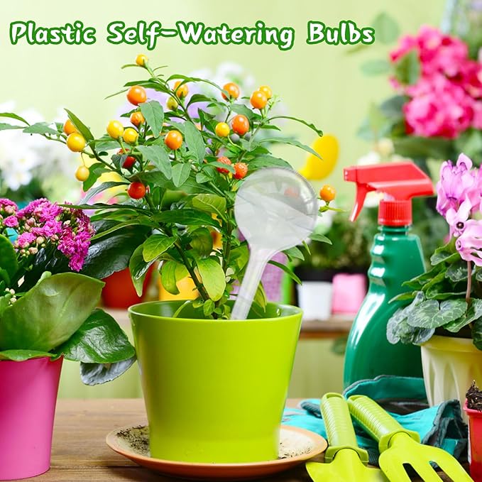 14 PCS Plant Watering Globes,Clear Self-Watering Bulbs,Plastic Automatic Watering Globes for Plant Indoor Outdoor,Garden Water Device -PlantWateringGlobes-