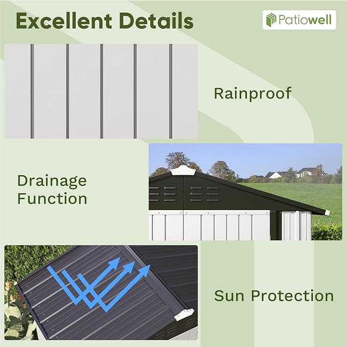 Patiowell 6x4 FT Outdoor Storage Shed, Garden Tool Storage Shed with Sloping Roof and Double Lockable Door, Outdoor Shed for Garden Backyard Patio Lawn,White Patiowell