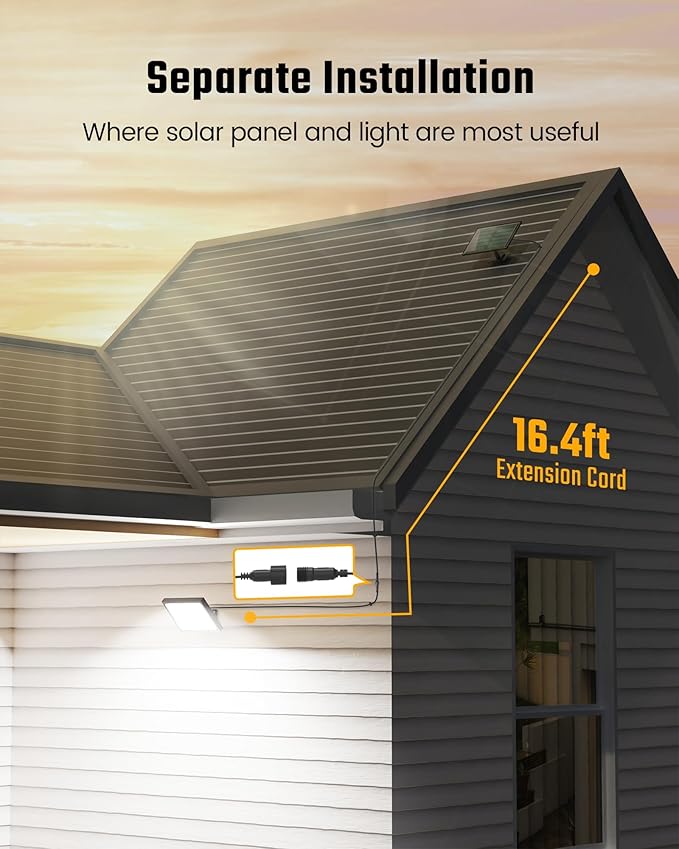 SUPERDANNY Solar Outside Lights with 113 Bright LEDs 7000K, Motion Sensor Outdoor Flood Lights Dusk to Dawn with 16ft Cable IP65 Waterproof, Security Light for Garden Barn Porch 2 Pack SUPERDANNY