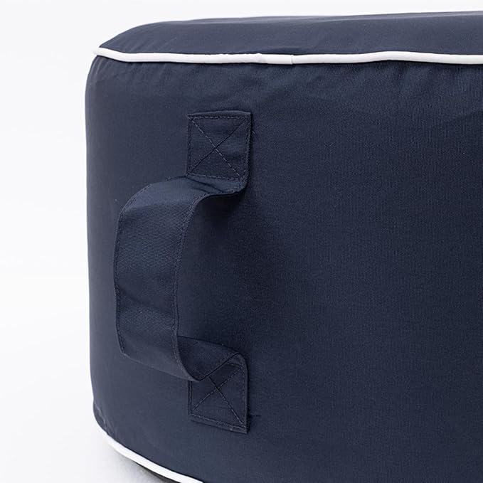 QILLOWAY Indoor/Outdoor Inflatable Stool,Round Ottoman,All Weather Foot Rest for Camping or Home,Navy Blue QILLOWAY