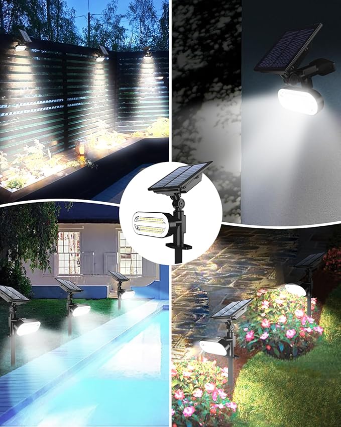 Solar Spot Lights Outdoor, 3 Lighting Modes Landscape Spotlights, IP65 Waterproof Solar Powered Outdoor Lights for Outside Garden Yard Pathway, Cool White, 2 Pack HAARAY