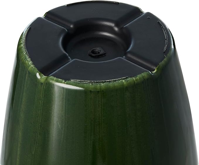 Glitzhome 23.5" H Large Tall Planter for Outdoor Plants,Set of 2 Plastic Tall Planters with Drainage Holes,Round Tapered Faux Ceramic Gradient Green Flower Tree Pots for Porch Patio Indoor Outdoor Glitzhome