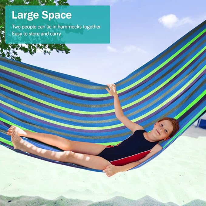MOSFiATA Hammocks Portable Camping Hammock Upgraded 550lb Comfortable Fabric Hammock with Two Anti Roll Balance Beam and Sturdy Tree Straps for Camping, Patio, Backyard, Outdoor (Blue Green) MOSFiATA