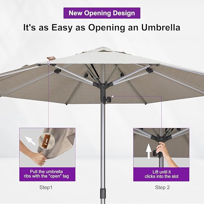 PURPLE LEAF 3-Piece Patio Chaise Lounge Set with Market Umbrella Adjustable Outdoor Recliners for Pool, Patio and Garden Nurture Shale PURPLELEAF