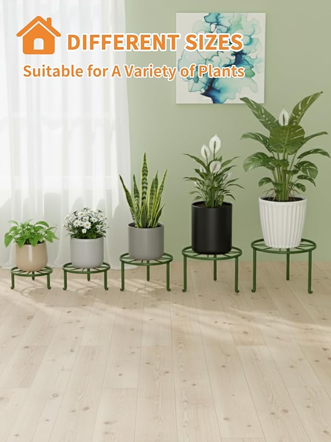 5 Pack Metal Potted Plant Stand Small Flower Pot Holder for Indoor and Outdoor Round Flower Pot Support Rack Plant Stands for Multiple Plants Rootora