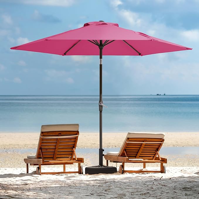 JEAREY 7.5FT Patio Umbrella Market Table Umbrella with 6 Sturdy Ribs, Push Button Tilt/Crank Outdoor Umbrella for Garden, Deck, Backyard, Pool and Beach,Rose Pink JEAREYOutdoorsCollection
