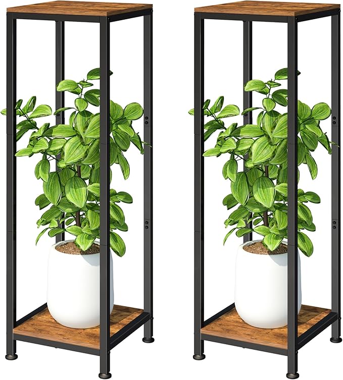 2-Pack Plant Stand Indoor, 41'' Extra Tall Wood Plant Stands Heavy Duty Pedestal Stand for Indoor Outdoor, Modern Corner Flower Stand for Patio, Living Room, Balcony Lilybud--lily