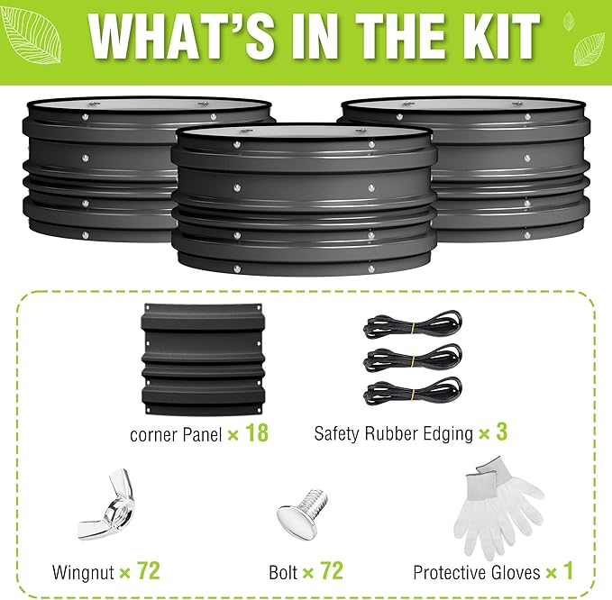 WORKPRO 3PK 2x2x1ft Outdoor Galvanized Raised Garden Bed Kit, Rust & Corrosion Protection, Easy Assembly, Safe Edge, Ideal for Vegetables & Flowers, Black WORKPRO