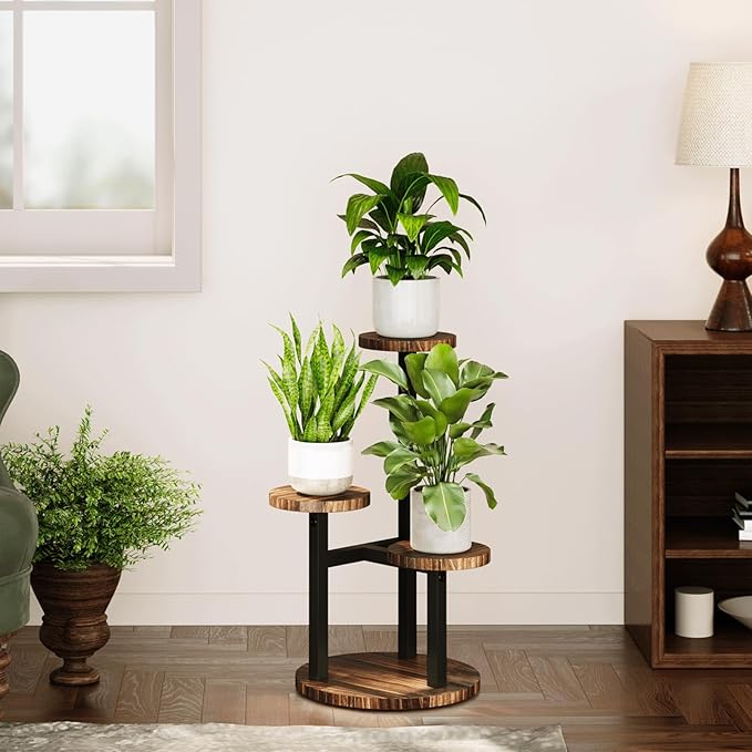 Bamworld Corner Plant Stand Indoor Metal Wood Plant Shelf Outdoor Tall Plant Stands Plant Tables Indoor Plant Rack 4 Tier Plant Stand Garden Accessories for Living Room Balcony Patio Bamworld