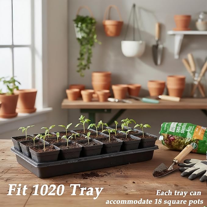 BTPLASTIK Small Plant Pots 3.5 Inch, 120 Pcs Nursery Pots with Drainage Holes, Durable Plastic Succulents Pots for Seedlings, Cuttings (Black) BTPLASTIK