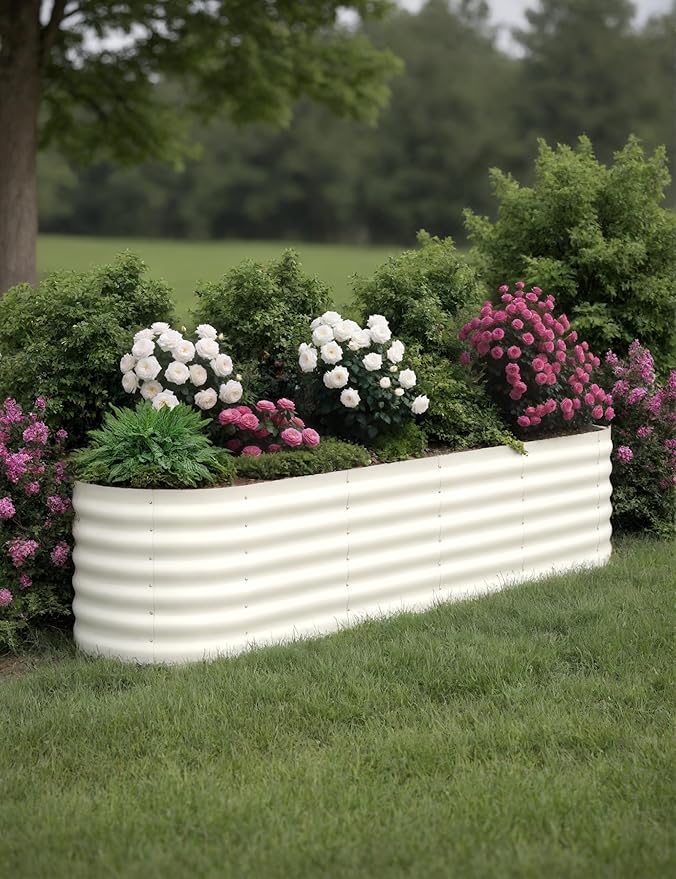 2 Pcs Raised Garden Beds Outdoor 8x2x1.5 ft - Galvanized Steel Planter Box for Vegetables, Flowers, Rust-Resistant Garden Box, Easy Assembly Raised Beds, Durable Planters for Outdoor Plants, Beige GarveeLife
