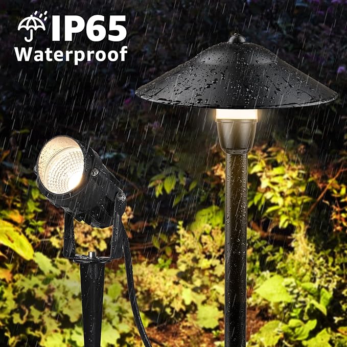 SUNVIE LED Landscape Lighting Kit Low Voltage Landscape Lights with Transformer Low Voltage Pathway Lights Aluminum Landscape Spotlights Path Lights with Connectors for Yard House Garden Tree SUNVIE