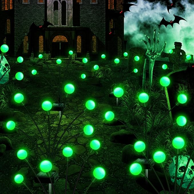 Solar Garden Lights Outdoor, 4 Pack 24LED Waterproof Solar Powered Lights for Yard Pathway Patio, Swaying Lawn Decor as Gardening Gifts for Women Holiday(4 Pack Green) NBQQ