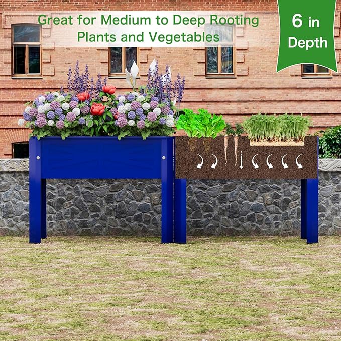 Elevated Metal Planter Box Stand Heavy Duty Raised Garden Bed for Vegetables Flowers Herbs Indoor Outdoor Use, Cobalt Blue PROXRACER