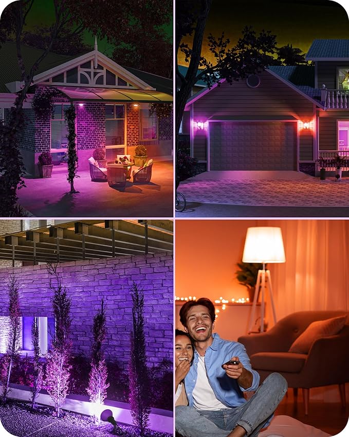 EDISHINE PAR38 Purple & Orange LED Flood Light Bulbs Outdoor, Dimmable LED Light Bulb, 18W(120W Equivalent), Outdoor Weatherproof Light Bulb, E26 Base, 4 Pack EDISHINE