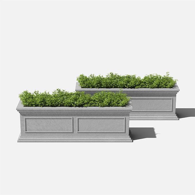 Veradek Brixton Window Box Plastic Planter - Large Rectangular Planter for Outdoor Balcony/Windowsill | Crack-Resistant All-Weather | Classic Estate Design for Flowers, Herbs, Succulents VeradekOutdoor