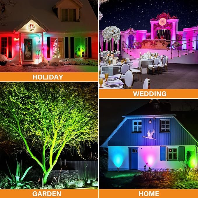 Low Voltage RGBW LED Landscape Lights Spot Lights Outdoor for Yard Garden Decor Spotlight, 12V-24V Low Voltage Landscape Lighting with 16 Color Changing and Remote IP68 Waterproof (10 Pack) Agdjasa
