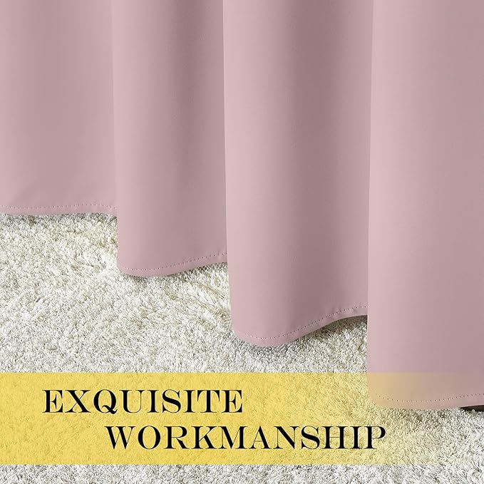 NICETOWN Baby Pink Curtains for Nursery, Sliding Glass Door Grommet Thermal Insulated Blackout Curtain Room Divider Sound Reducing Window Treatment for Kids Room/Bedroom, 1 Panel, W100 x L84 NICETOWN
