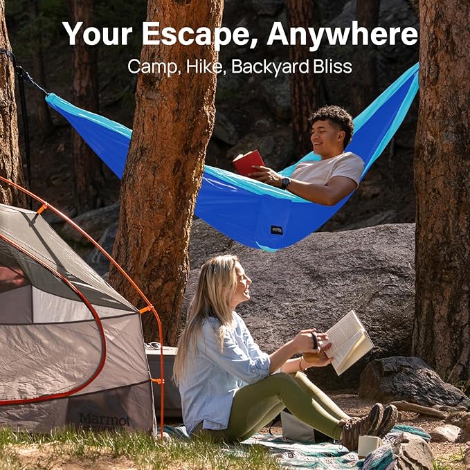 Kootek Camping Hammock, Portable Hammocks with Tree Straps & Attached Carry Bag, Camping Essentials Gear, Perfect for Outside Indoor Hiking Beach Backpack Travel Kootek